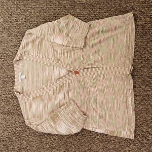 Dressbarn One Button Cardigan Size 18/20 Color Green/Pink/Cream